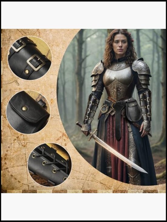 Medieval Viking Belt Bracers Set Renaissance Cosplay Accessories Leather main image 7